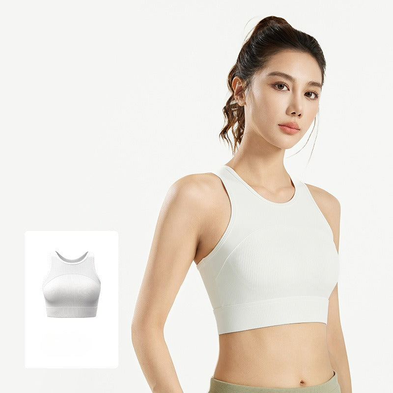 New Women's Yoga Tank Top with Built-in Pads - High Support Sports Bra, Breathable Workout Activewear for Running & Fitness