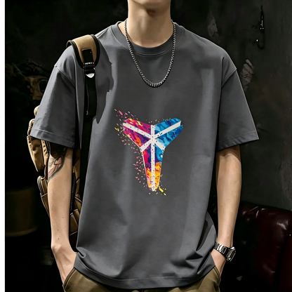 Unisex Casual Short Sleeve | 200GSM Heavyweight Cotton Printed Crew Neck Tee 082