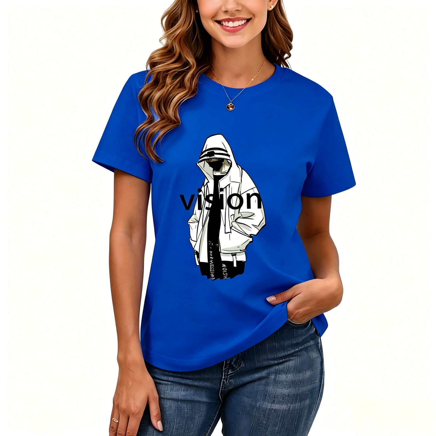 Women's Loose Fit Printed T-shirt | 200GSM Soft Breathable Cotton, Trendy Pattern for Daily & Outdoor Use 125