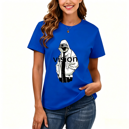 Women's Loose Fit Printed T-shirt | 200GSM Soft Breathable Cotton, Trendy Pattern for Daily & Outdoor Use 125