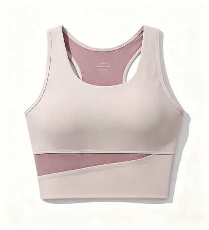 Women’s Color Block Sports Bra Tank Top, Stable Containment Fit Athletic Workout Top for Running & Fitness Training