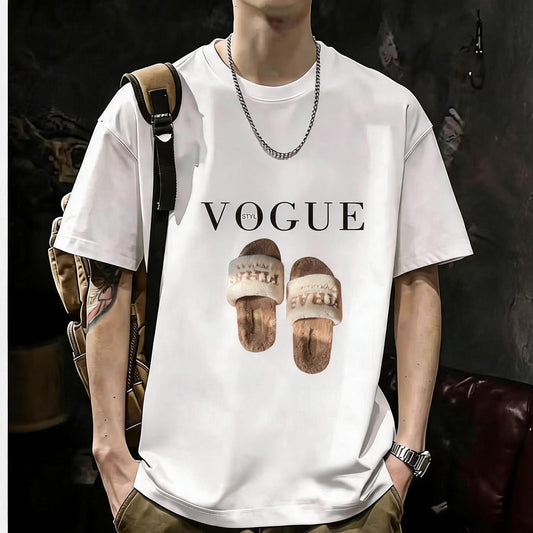 200GSM Heavyweight Printed Cotton Crew Neck T-Shirt | Unisex Basic Casual Tee 045