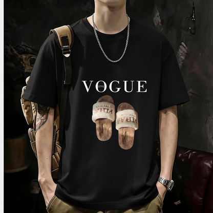 200GSM Heavyweight Printed Cotton Crew Neck T-Shirt | Unisex Basic Casual Tee 045