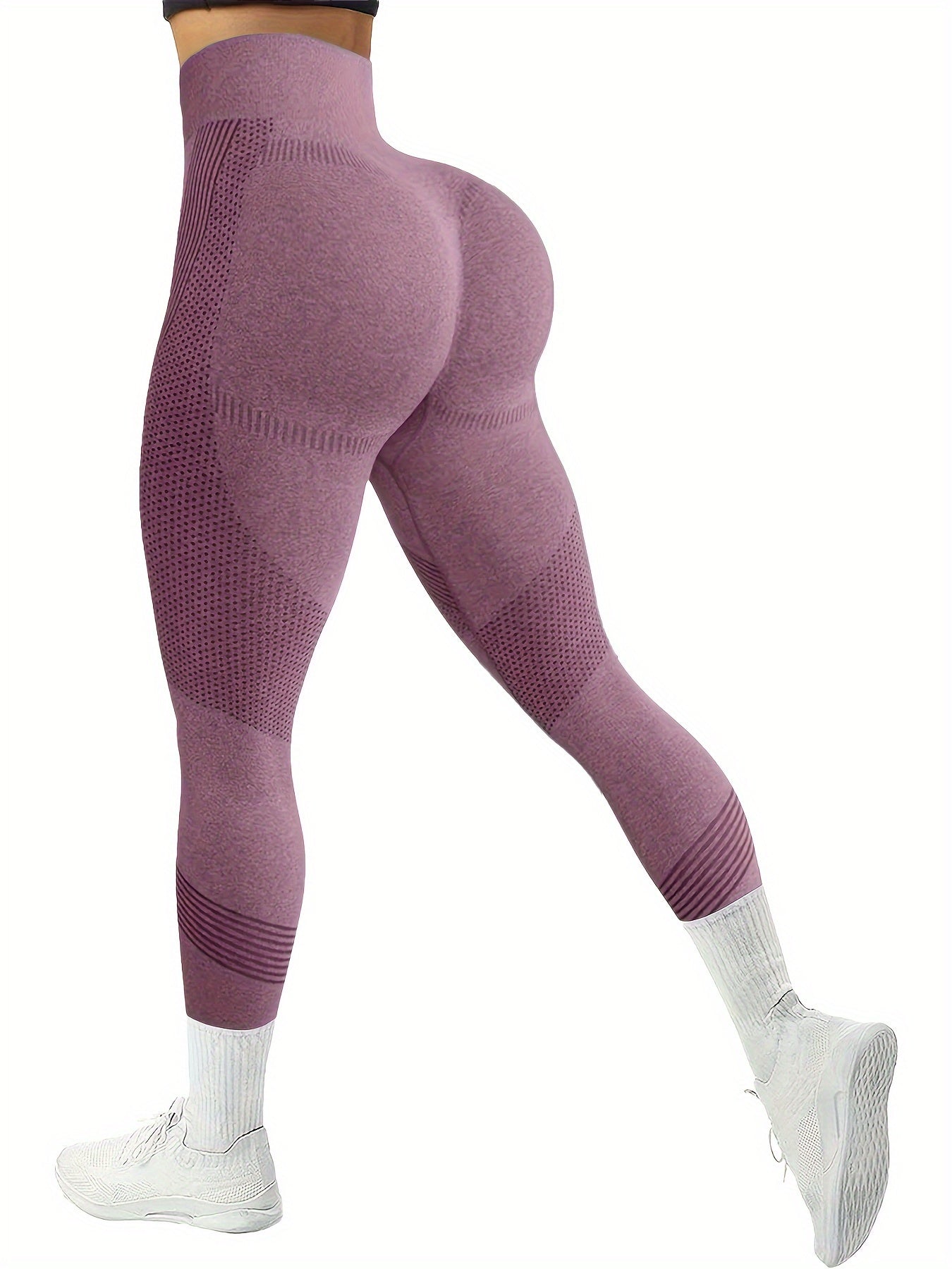 Women’s 4-Pack Seamless Striped Stretch Workout Yoga Leggings, Everyday Athletic Activewear Pants Multipack