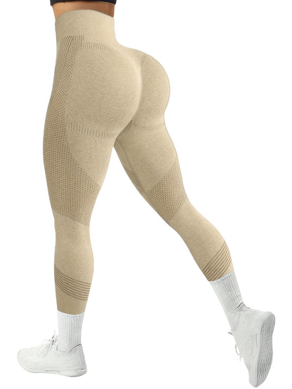 Women’s 4-Pack Seamless Striped Stretch Workout Yoga Leggings, Everyday Athletic Activewear Pants Multipack