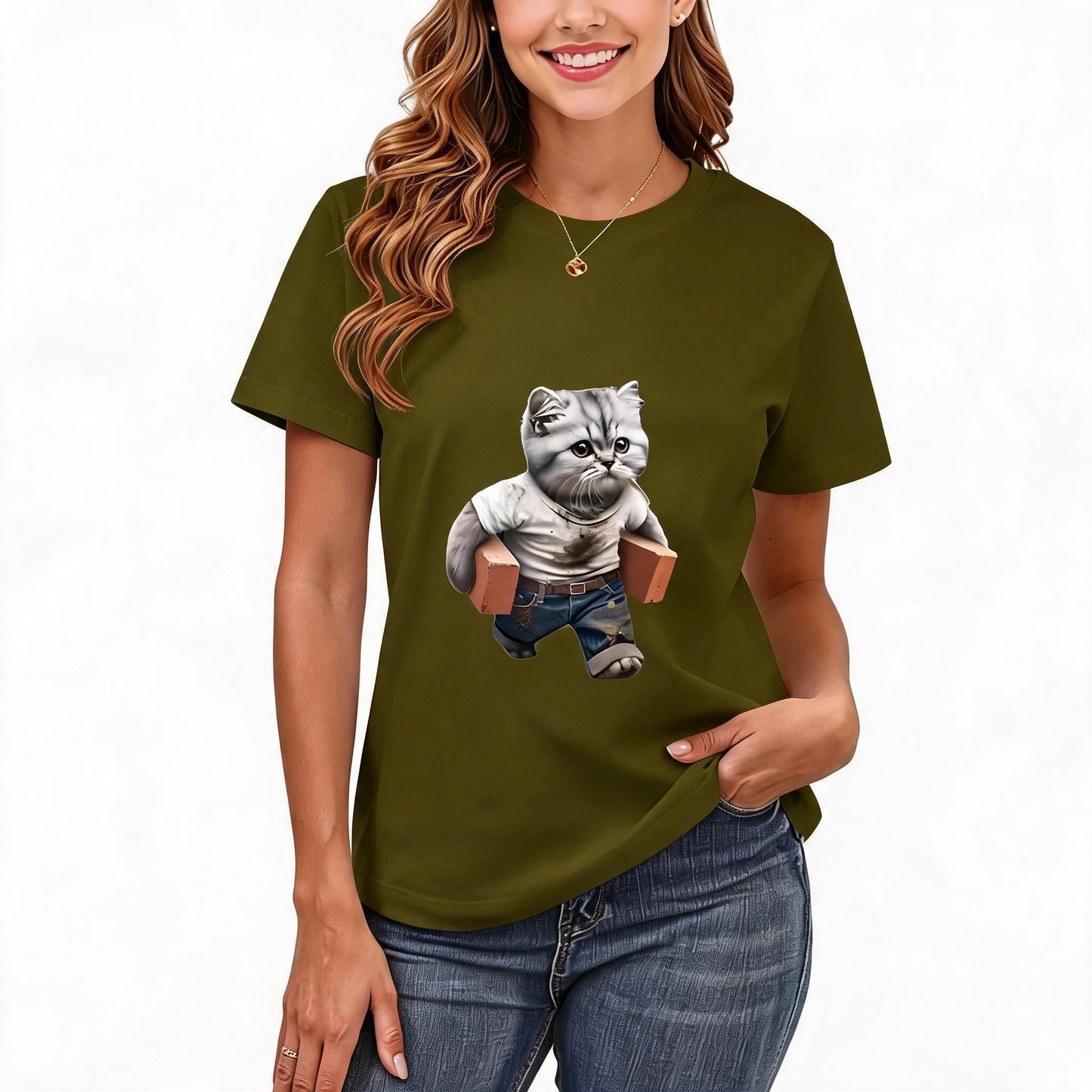 Women's Loose Fit Printed T-shirt | 200GSM Soft Breathable Cotton, Trendy Pattern for Daily & Outdoor Use 117