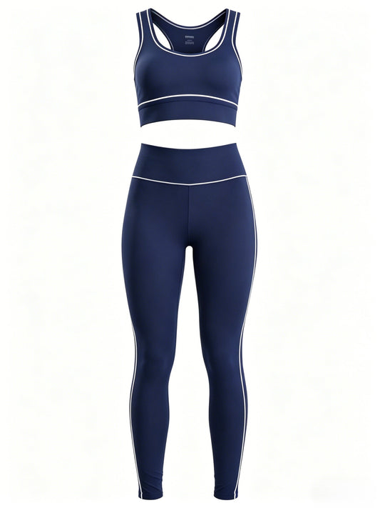 Women’s 2 Piece Stretch Yoga Outfit Set, Sexy Cutout Back Sports Bra Matching High Waist Tummy Control Hip Lifting Leggings, Breathable Workout Fitness Activewear for Gym & Daily Use