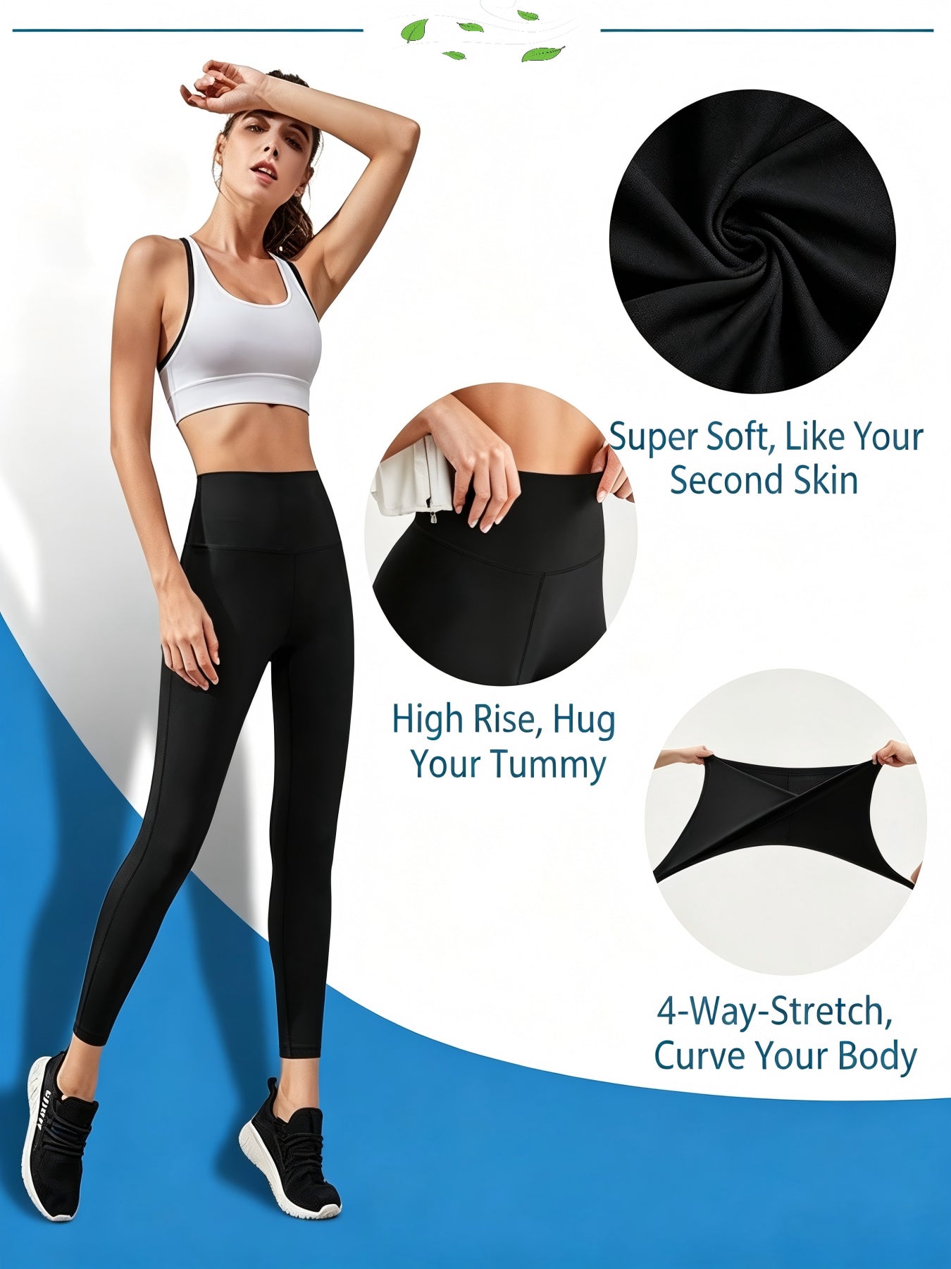 Women’s 6-Pack High Waist Athletic Leggings, Buttery Soft Opaque Fabric Fitness Workout Pants, Assorted Colors Multipack