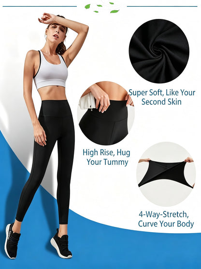 Women’s 6-Pack High Waist Athletic Leggings, Buttery Soft Opaque Fabric Fitness Workout Pants, Assorted Colors Multipack