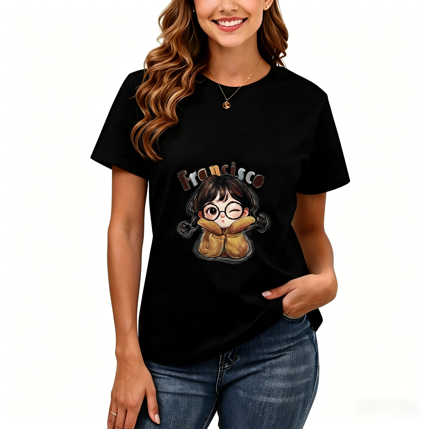 Women's Loose Fit Printed T-shirt | 200GSM Soft Breathable Cotton, Trendy Pattern for Daily & Outdoor Use 136