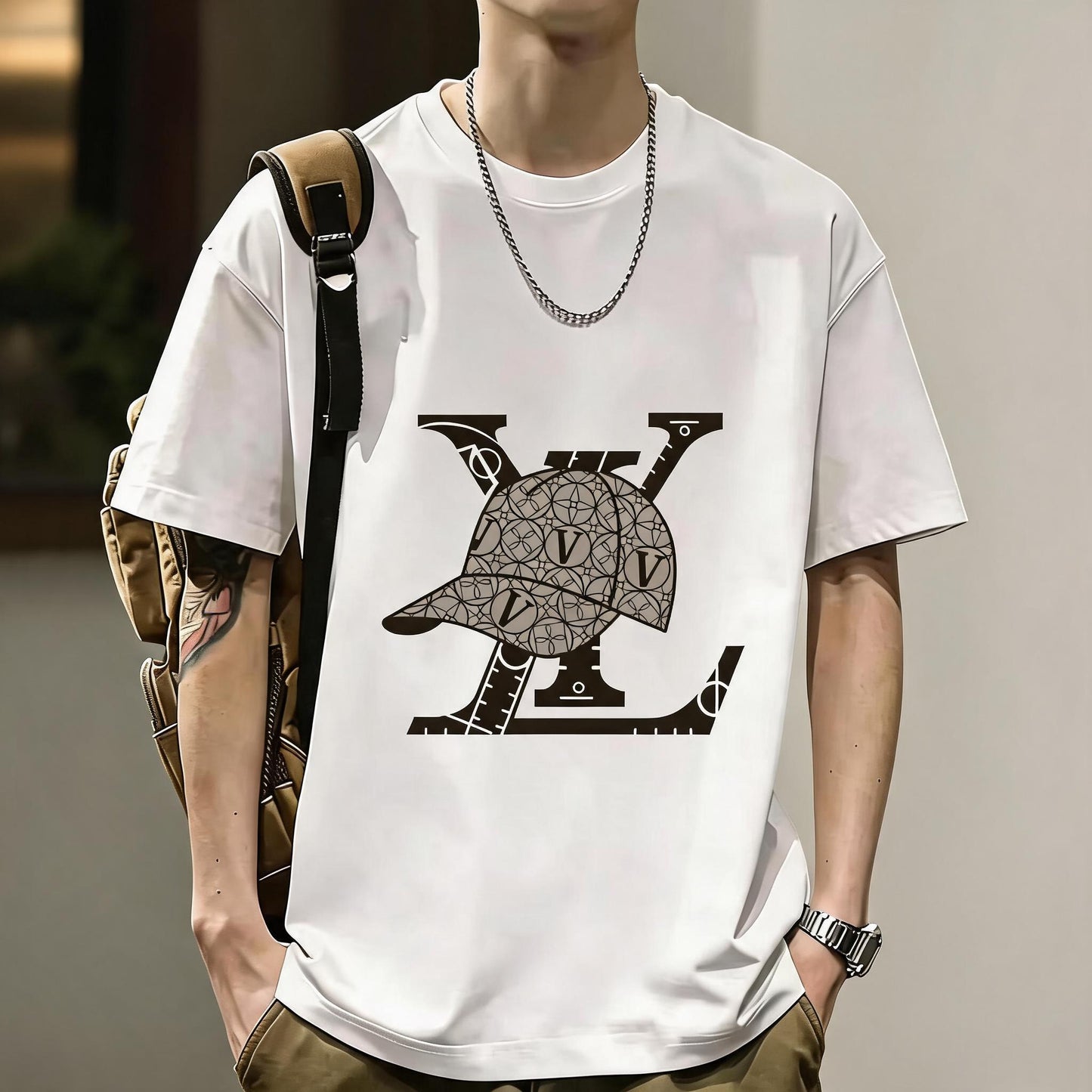 200GSM Heavyweight Printed Cotton Crew Neck T-Shirt | Unisex Basic Casual Tee 042