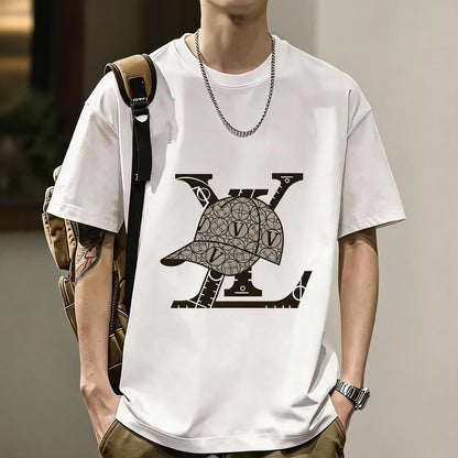 200GSM Heavyweight Printed Cotton Crew Neck T-Shirt | Unisex Basic Casual Tee 042