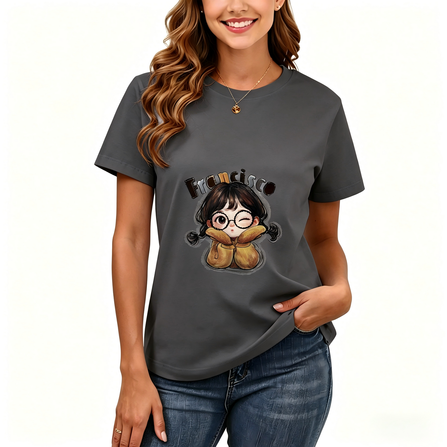 Women's Loose Fit Printed T-shirt | 200GSM Soft Breathable Cotton, Trendy Pattern for Daily & Outdoor Use 136