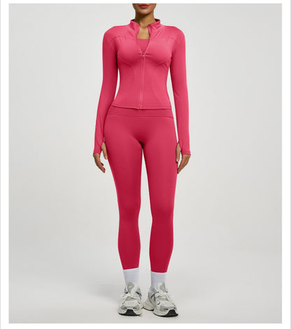 Women’s Zipper Yoga Jacket, Long Sleeve Sports Top for Running & Fitness Training