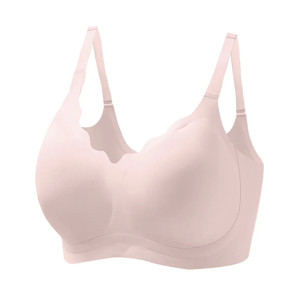 Vrcomfy Women’s Wireless Seamless T-Shirt Bra, Full Coverage Plunge Soft Comfort Everyday Bra, Plus Size Friendly Minimalist Intimates