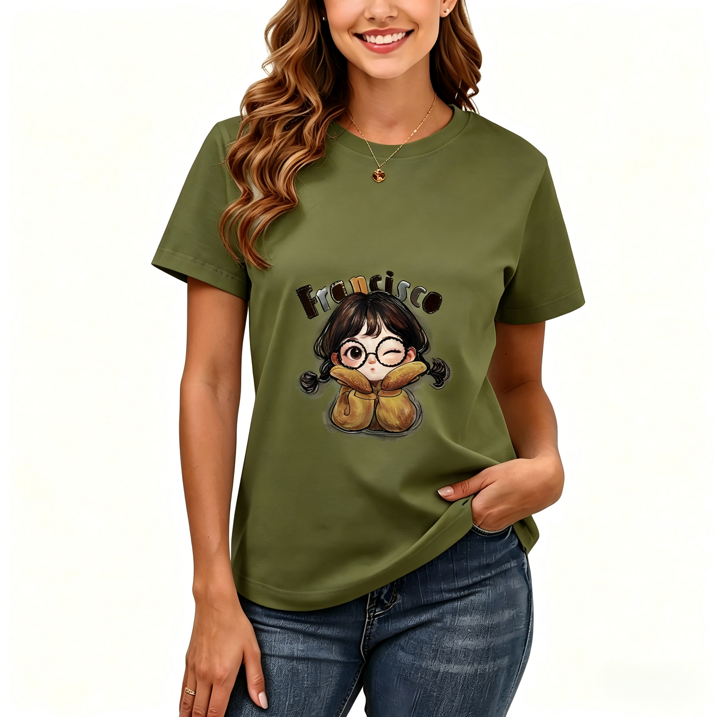 Women's Loose Fit Printed T-shirt | 200GSM Soft Breathable Cotton, Trendy Pattern for Daily & Outdoor Use 136