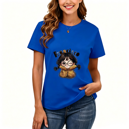 Women's Loose Fit Printed T-shirt | 200GSM Soft Breathable Cotton, Trendy Pattern for Daily & Outdoor Use 136