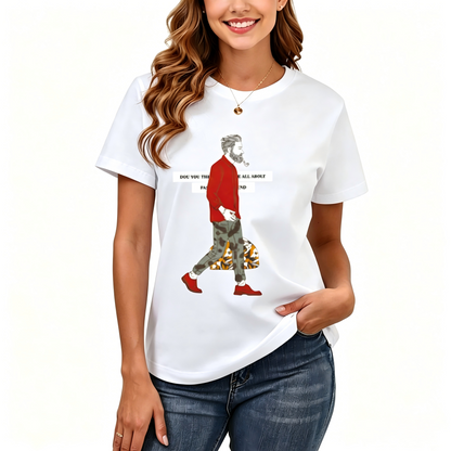 Women's Loose Fit Printed T-shirt | 200GSM Soft Breathable Cotton, Trendy Pattern for Daily & Outdoor Use 126