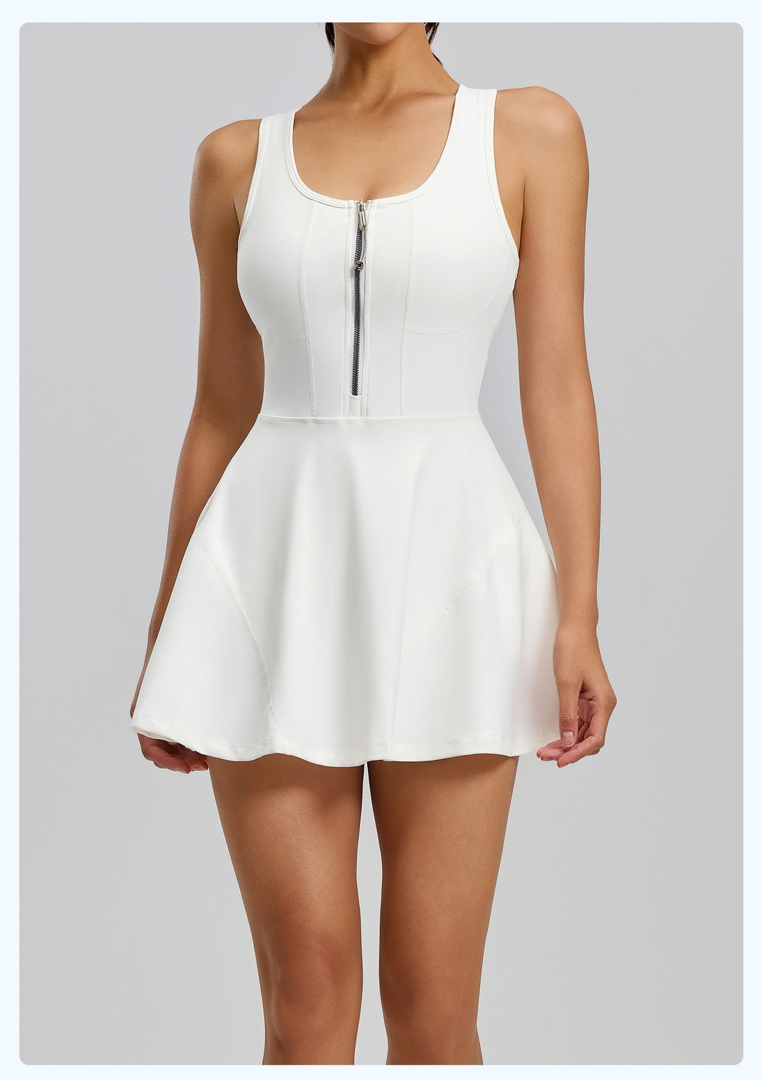 Women's Zipper Sports Dress, Anti-Exposure Lining, Outdoor Running Workout Fitness Yoga Dress