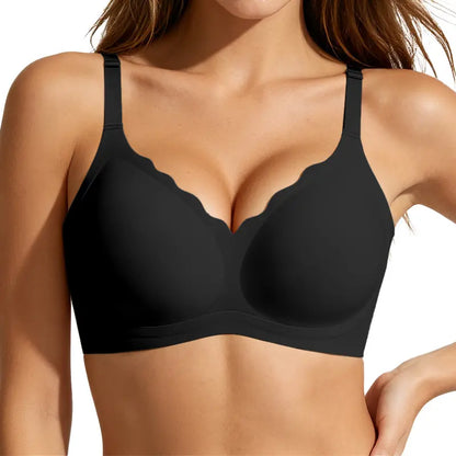 Vrcomfy Women’s Wireless Seamless T-Shirt Bra, Full Coverage Plunge Soft Comfort Everyday Bra, Plus Size Friendly Minimalist Intimates