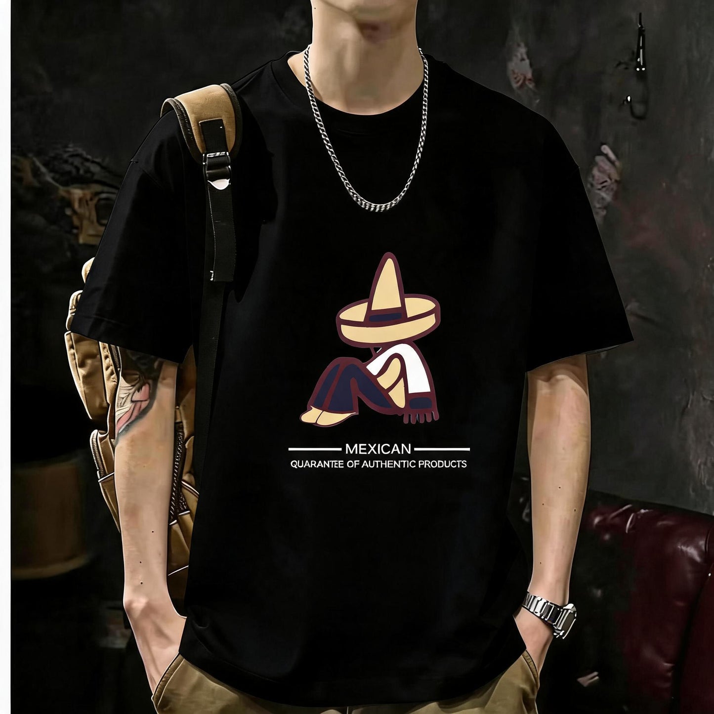 200GSM Heavyweight Printed Cotton Crew Neck T-Shirt | Unisex Basic Casual Tee 058