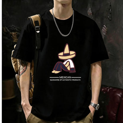 200GSM Heavyweight Printed Cotton Crew Neck T-Shirt | Unisex Basic Casual Tee 058