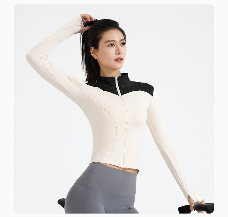 New Women's Long Sleeve Sports Top, Slim Fit Workout Jacket for Yoga, Running & Fitness