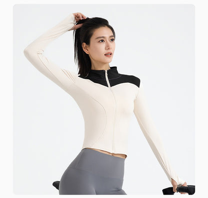New Women's Long Sleeve Sports Top, Slim Fit Workout Jacket for Yoga, Running & Fitness