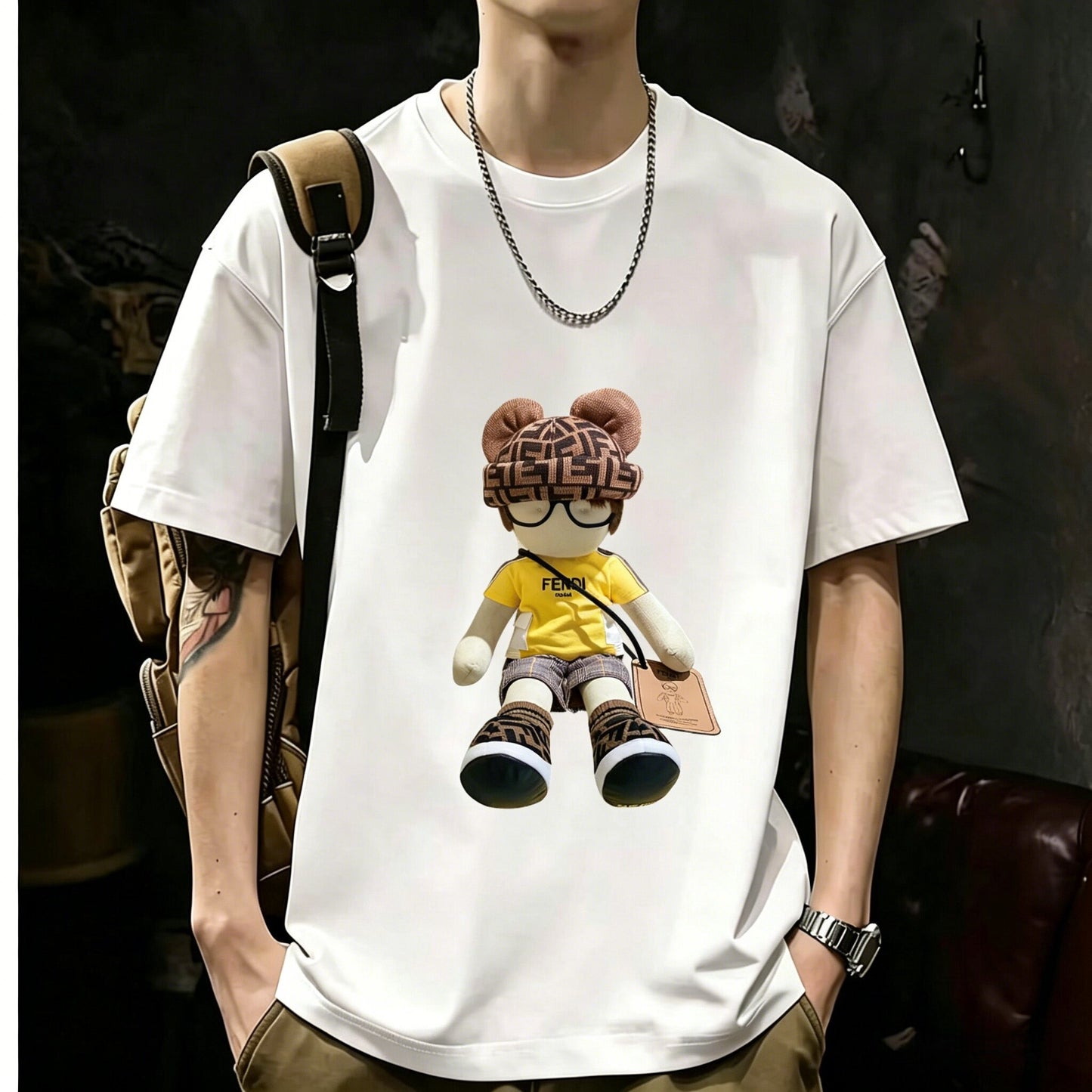 200GSM Heavyweight Printed Cotton Crew Neck T-Shirt | Unisex Basic Casual Tee 061