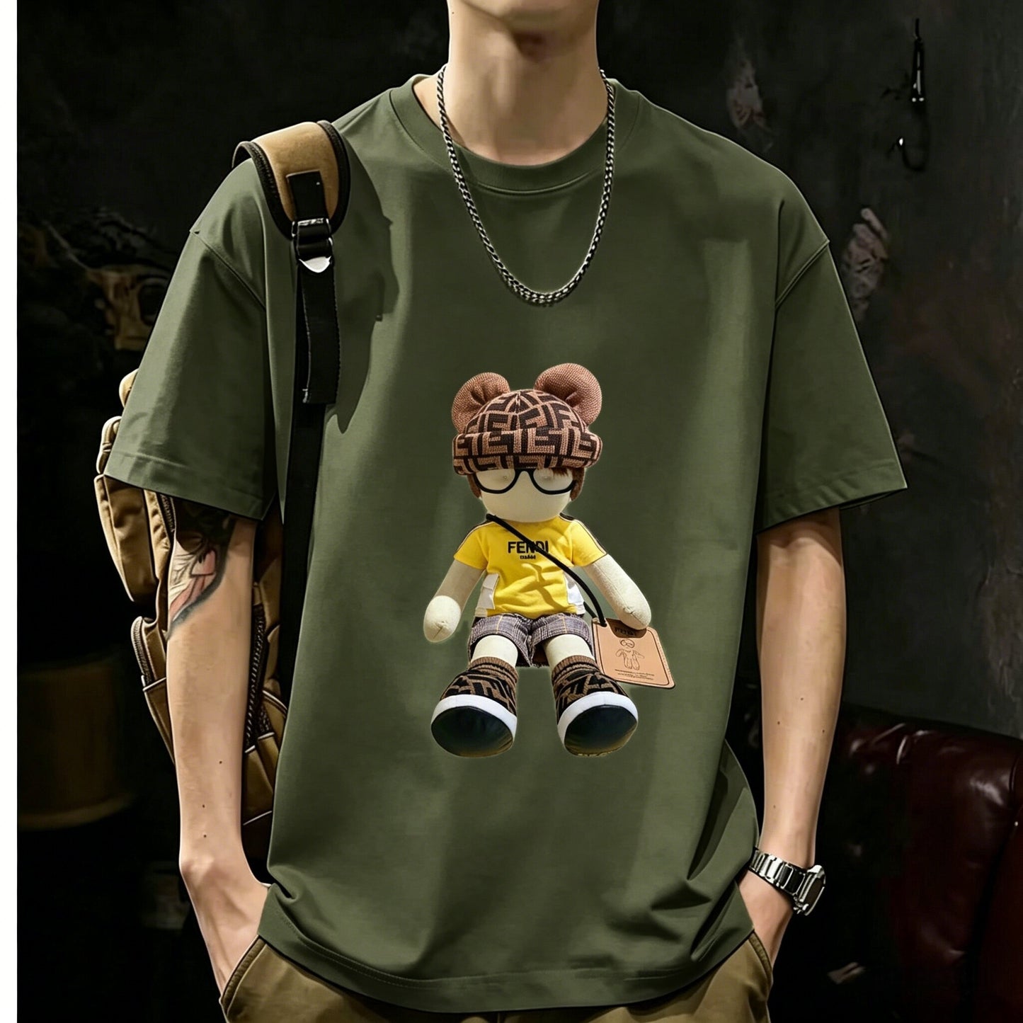200GSM Heavyweight Printed Cotton Crew Neck T-Shirt | Unisex Basic Casual Tee 061