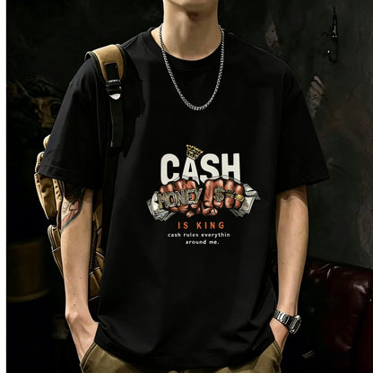 200GSM Heavyweight Printed Cotton Crew Neck T-Shirt | Unisex Basic Casual Tee 083