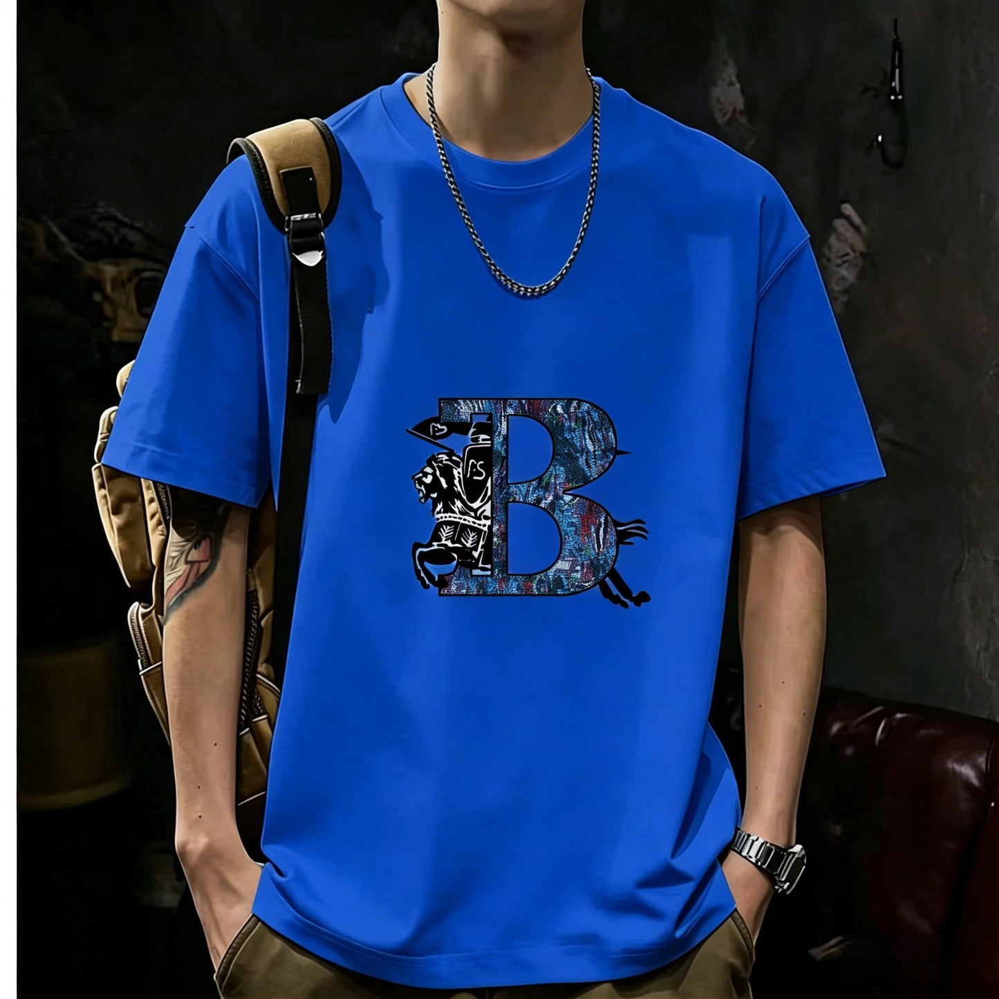 200GSM Heavyweight Printed Cotton Crew Neck T-Shirt | Unisex Basic Casual Tee 085