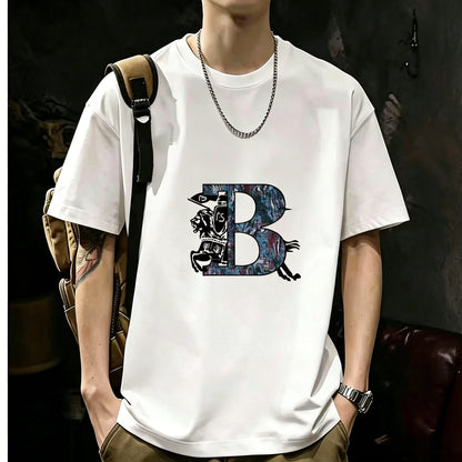 200GSM Heavyweight Printed Cotton Crew Neck T-Shirt | Unisex Basic Casual Tee 085