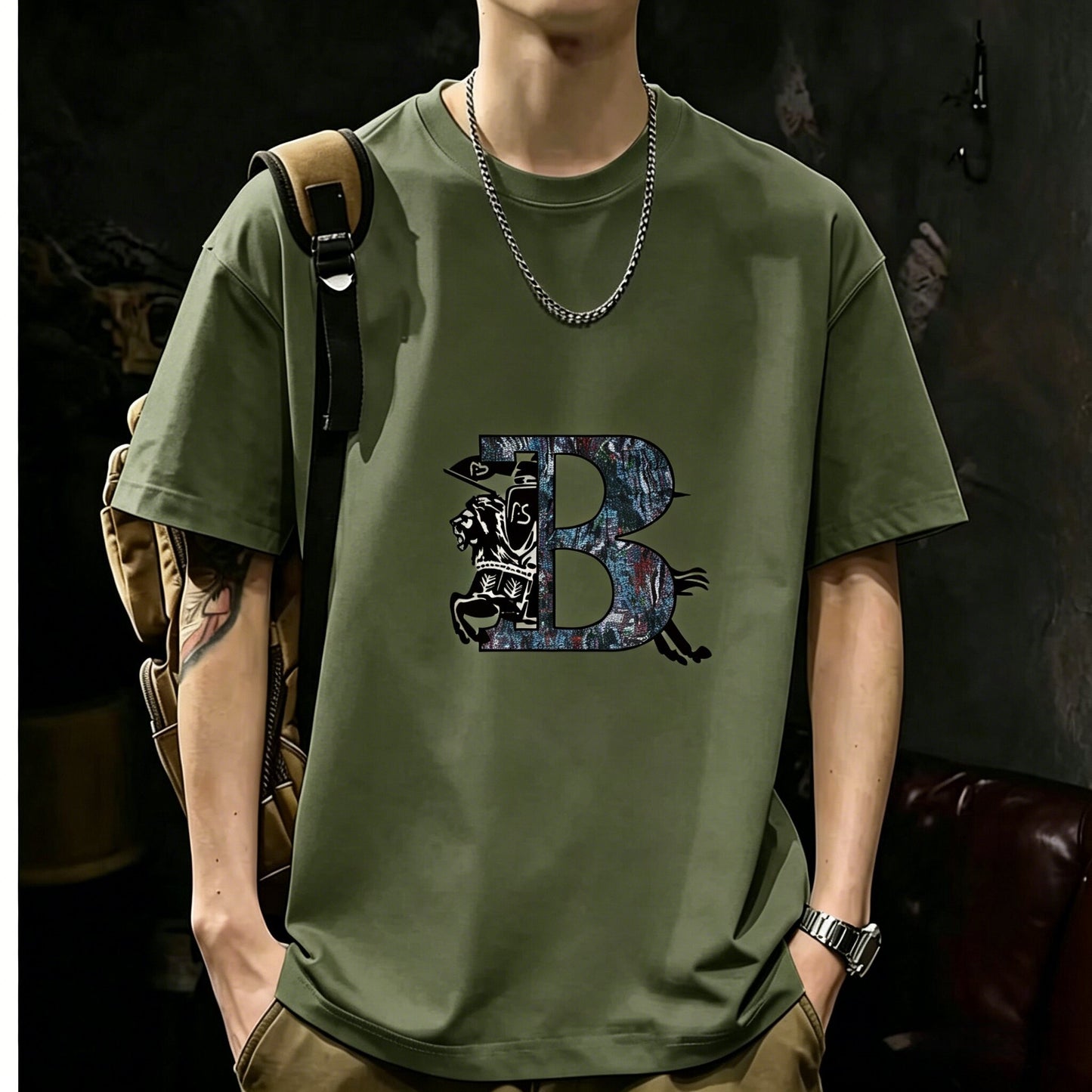 200GSM Heavyweight Printed Cotton Crew Neck T-Shirt | Unisex Basic Casual Tee 085