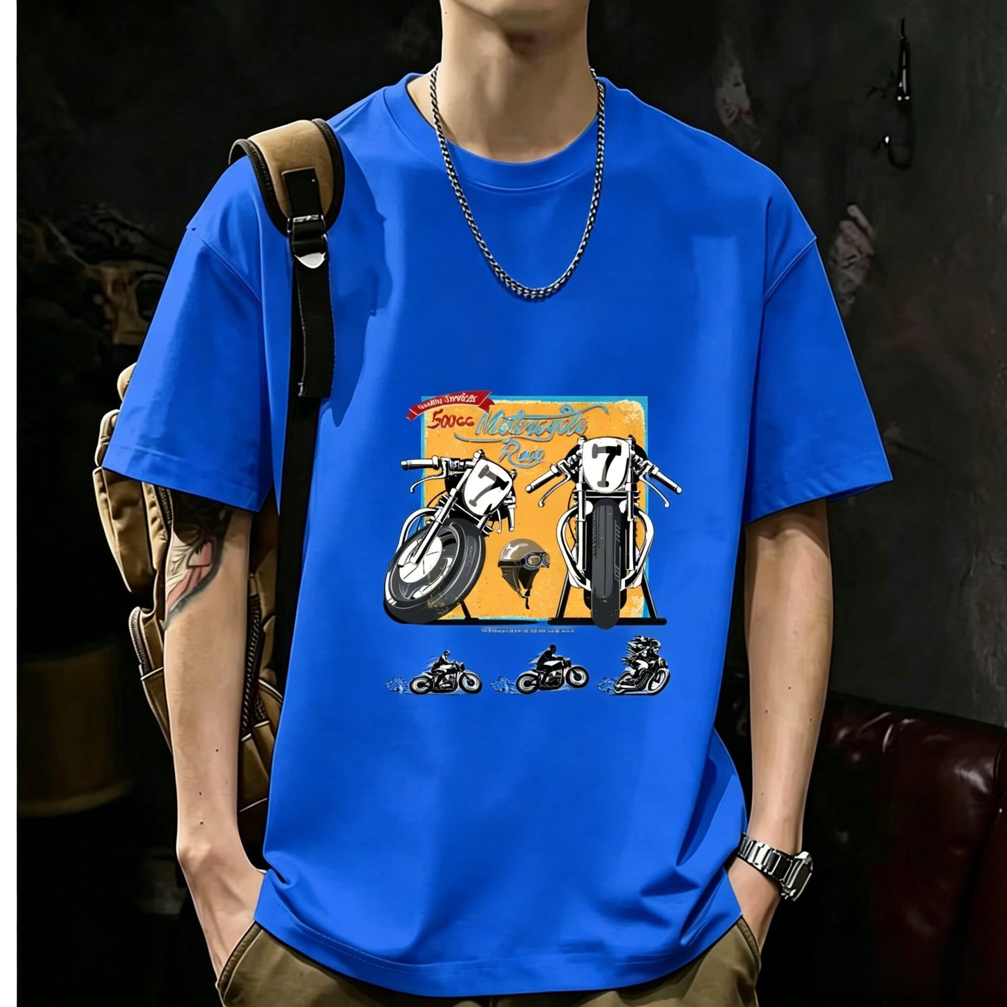 200GSM Heavyweight Printed Cotton Crew Neck T-Shirt | Unisex Basic Casual Tee 086
