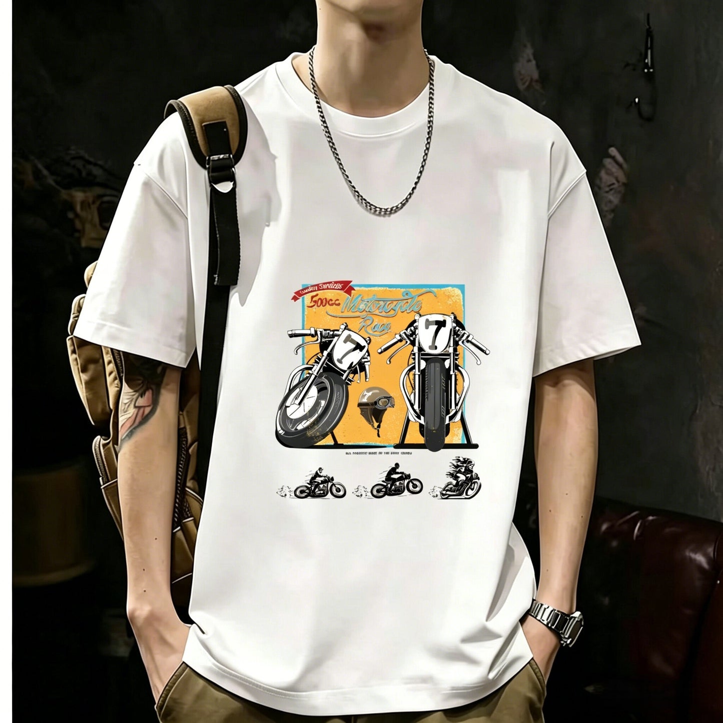 200GSM Heavyweight Printed Cotton Crew Neck T-Shirt | Unisex Basic Casual Tee 086