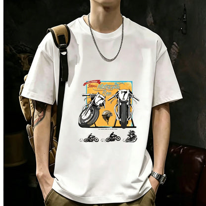 200GSM Heavyweight Printed Cotton Crew Neck T-Shirt | Unisex Basic Casual Tee 086