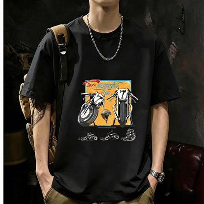 200GSM Heavyweight Printed Cotton Crew Neck T-Shirt | Unisex Basic Casual Tee 086