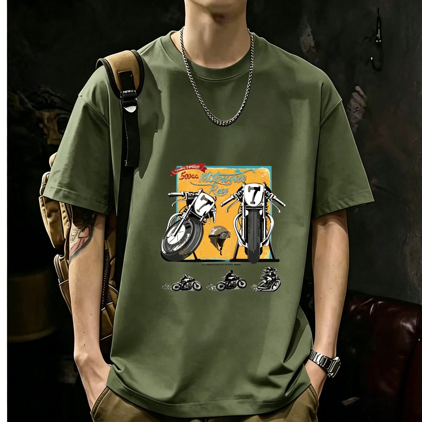 200GSM Heavyweight Printed Cotton Crew Neck T-Shirt | Unisex Basic Casual Tee 086