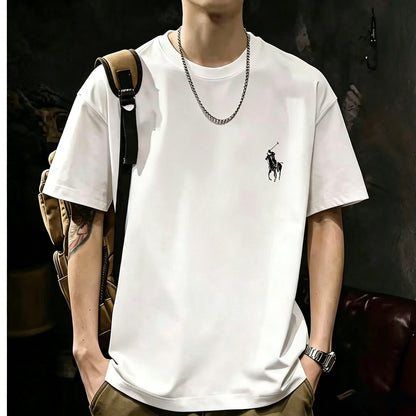 200GSM Heavyweight Printed Cotton Crew Neck T-Shirt | Unisex Basic Casual Tee 087