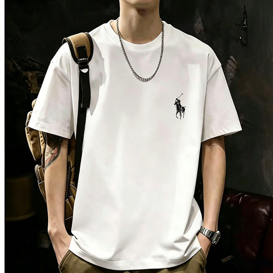 200GSM Heavyweight Printed Cotton Crew Neck T-Shirt | Unisex Basic Casual Tee 087