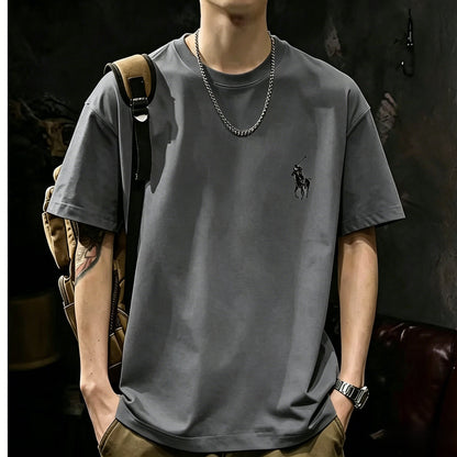 200GSM Heavyweight Printed Cotton Crew Neck T-Shirt | Unisex Basic Casual Tee 087