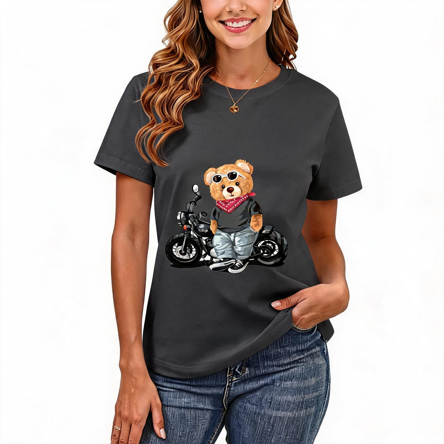 200GSM Women Premium Pure Cotton Graphic Print T Shirt Casual Crew Neck Short Sleeve Fashion Printed Ladies Daily Tops 101