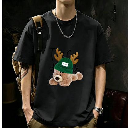 200GSM Heavyweight Printed Cotton Crew Neck T-Shirt | Unisex Basic Casual Tee 088