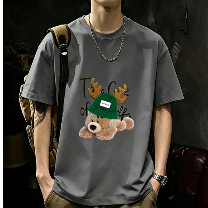 200GSM Heavyweight Printed Cotton Crew Neck T-Shirt | Unisex Basic Casual Tee 088