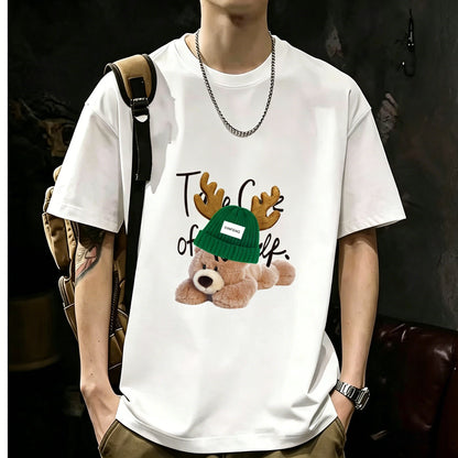 200GSM Heavyweight Printed Cotton Crew Neck T-Shirt | Unisex Basic Casual Tee 088