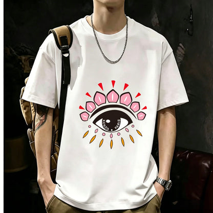 200GSM Heavyweight Printed Cotton Crew Neck T-Shirt | Unisex Basic Casual Tee 089