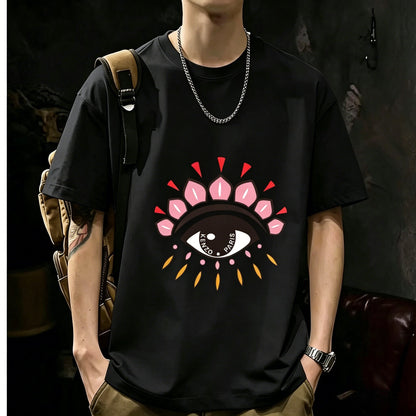 200GSM Heavyweight Printed Cotton Crew Neck T-Shirt | Unisex Basic Casual Tee 089
