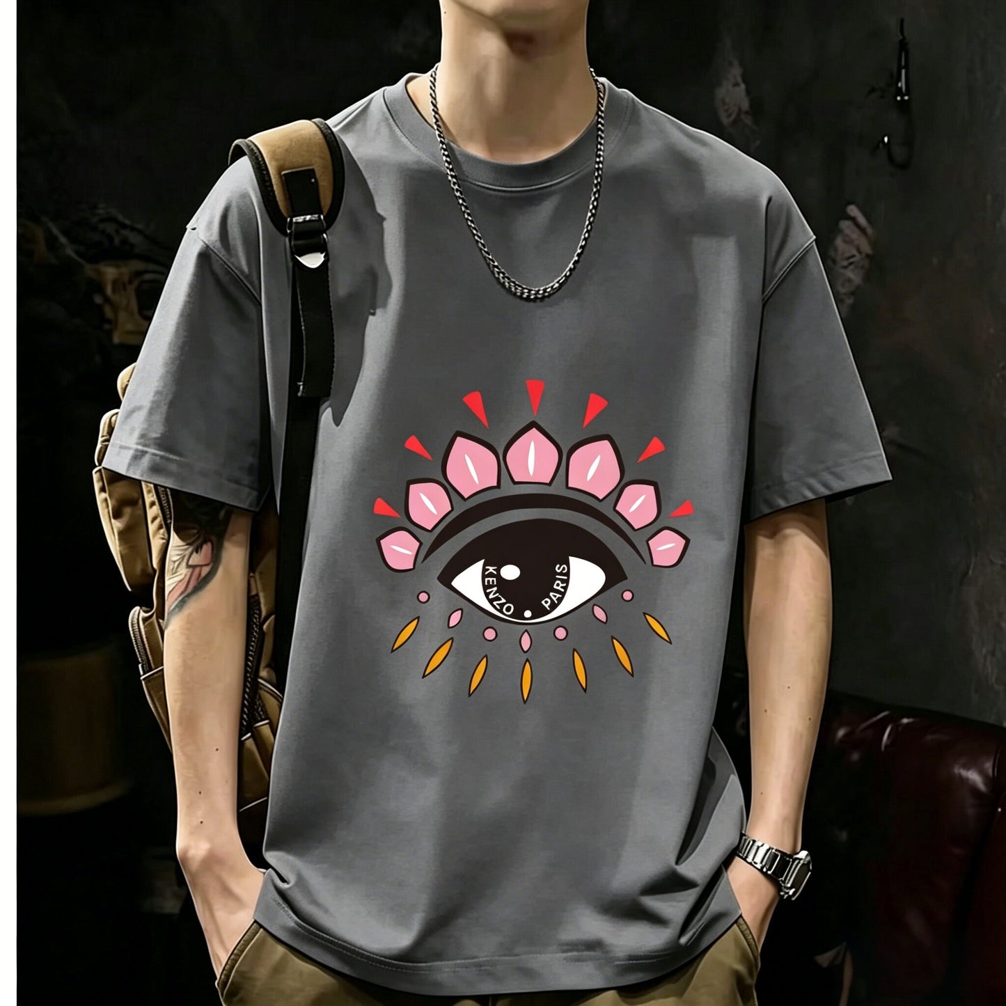 200GSM Heavyweight Printed Cotton Crew Neck T-Shirt | Unisex Basic Casual Tee 089