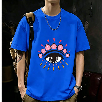 200GSM Heavyweight Printed Cotton Crew Neck T-Shirt | Unisex Basic Casual Tee 089